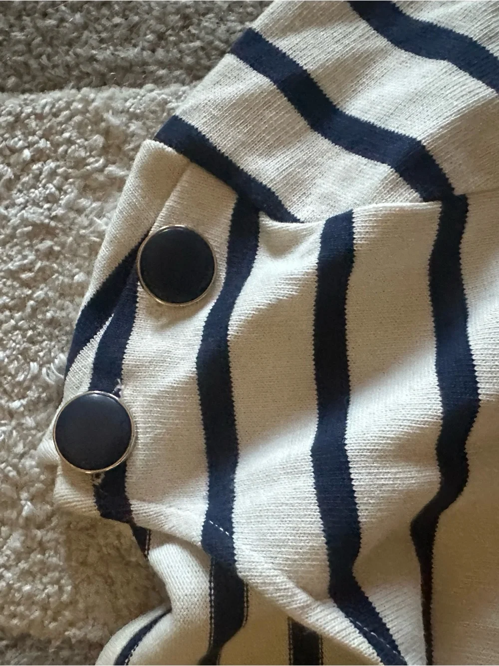 Sezane bateau Striped Long-SleeveTop - Navy and Cream - Picture 2 of 4